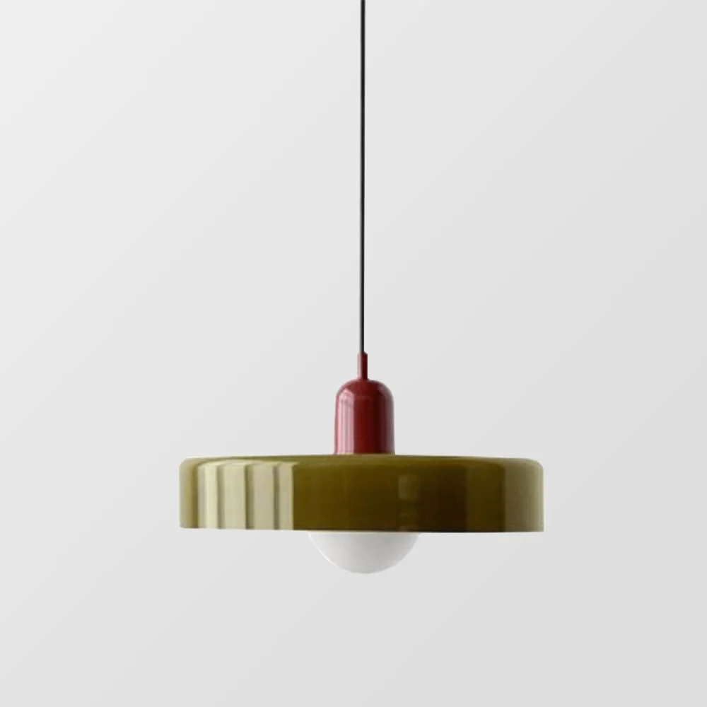 Hanglamp Retro met Schijfvormige Glazen Kap en Verstelbare Hoogte Bonuze