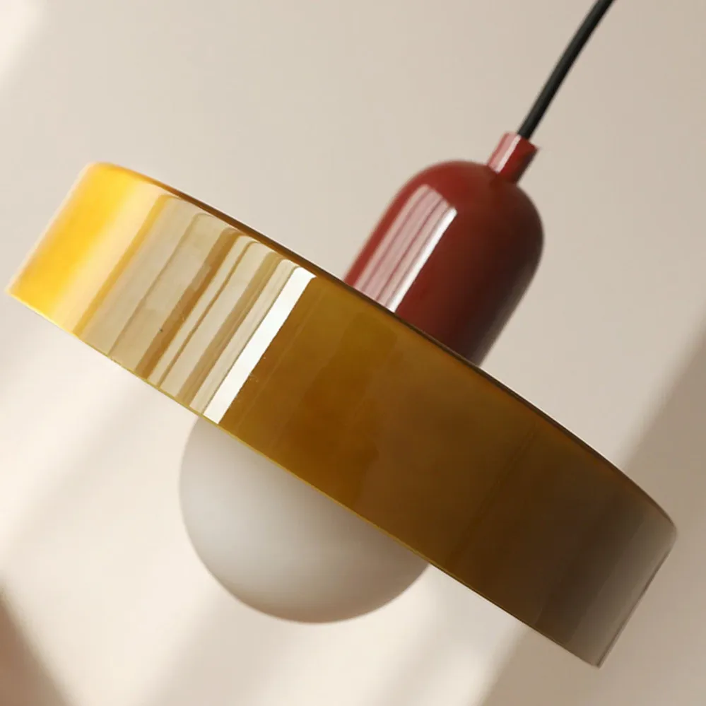Hanglamp Retro met Schijfvormige Glazen Kap en Verstelbare Hoogte Bonuze