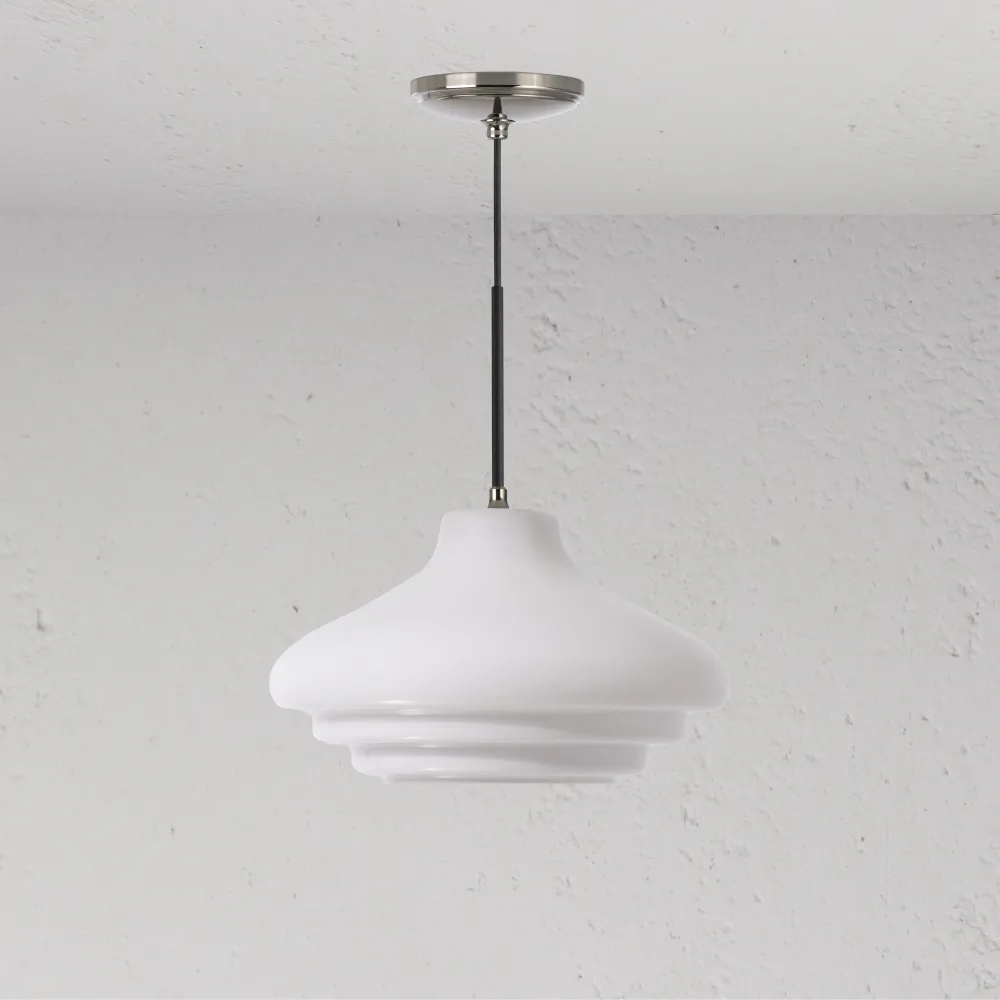 Brookfield Medium Hanglamp Opaalglas - Gepolijst Nikkel
