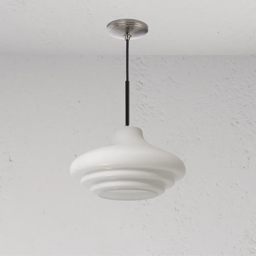 Brookfield Medium Hanglamp Opaalglas - Gepolijst Nikkel