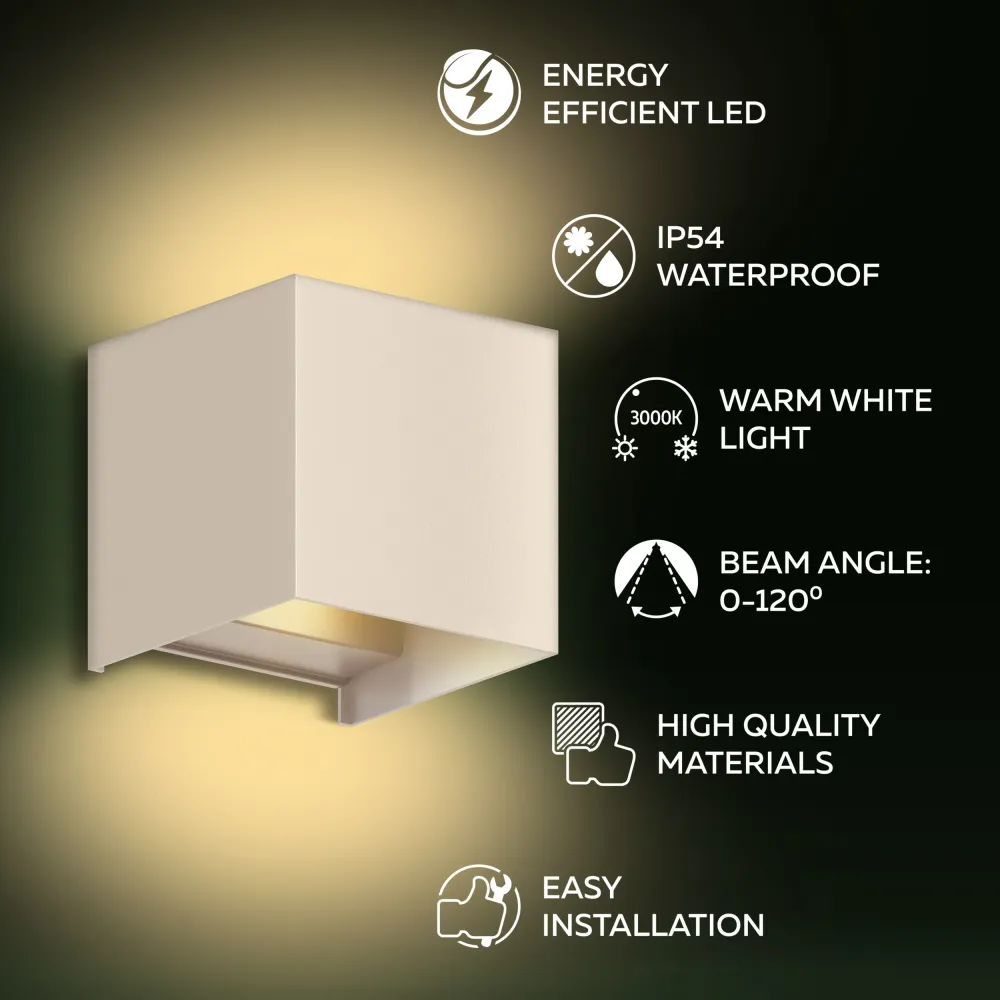 Calex Bari Wandlamp – Up & Down – LED Geïntegreerd – Zand