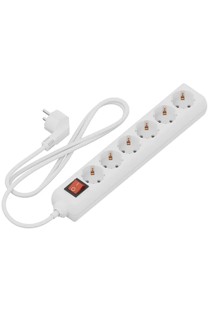 Calex Contact doos - 6-voudig - schakelaar - Wit - 1.4m kabel