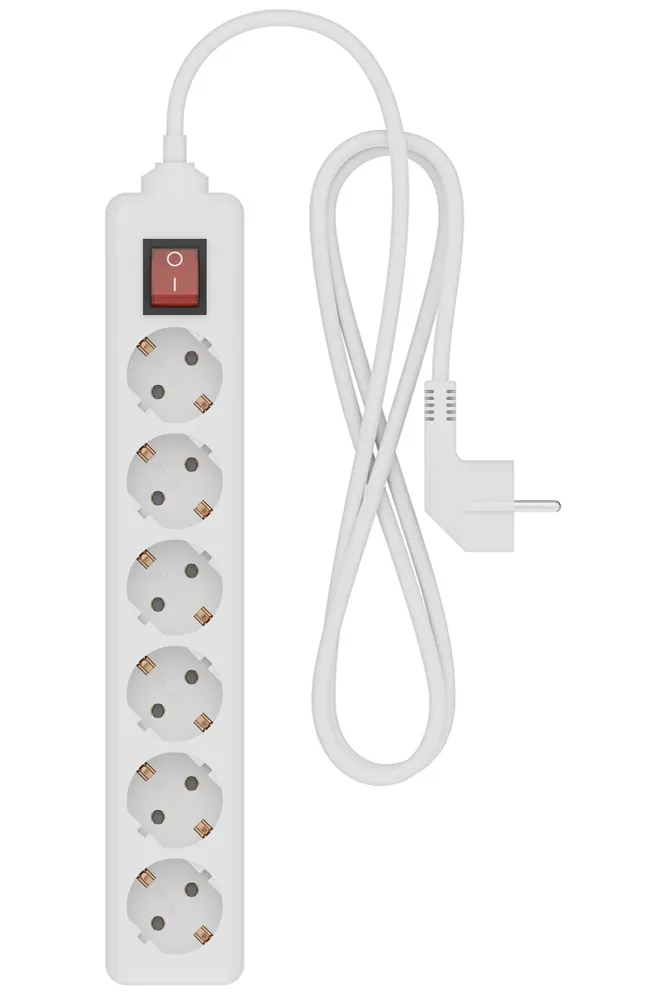 Calex Contact doos - 6-voudig - schakelaar - Wit - 1.4m kabel