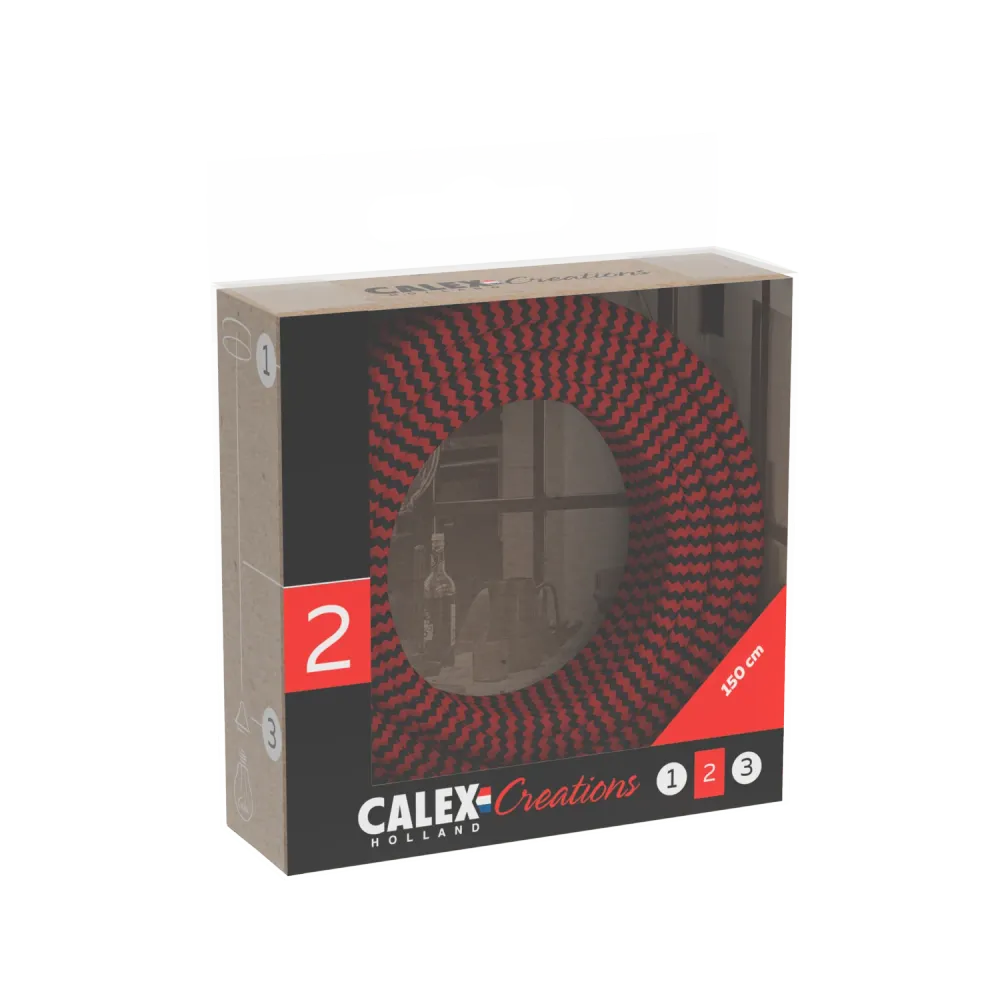 Calex Creations Textiel kabel - Rood/Zwart - 1.5meter