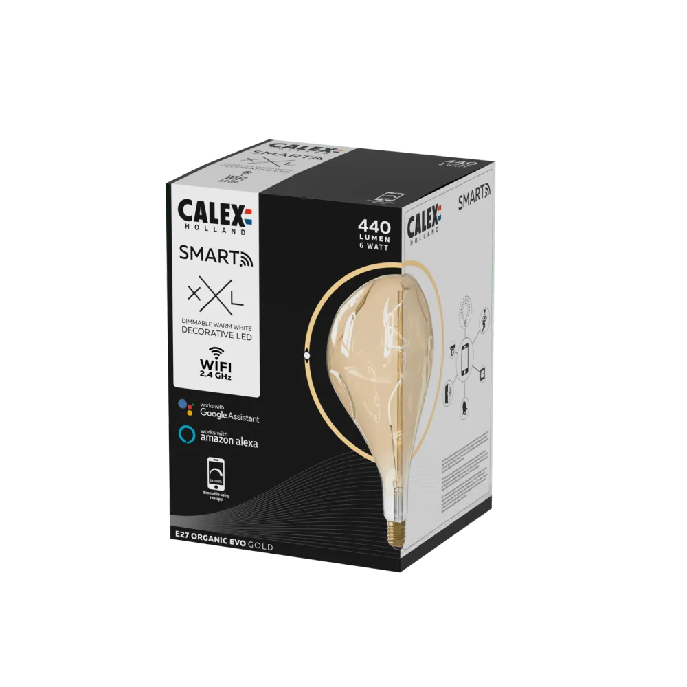 Calex EVO Slimme LED Lamp - E27 - Filament - Goud - WarmWit- 6W