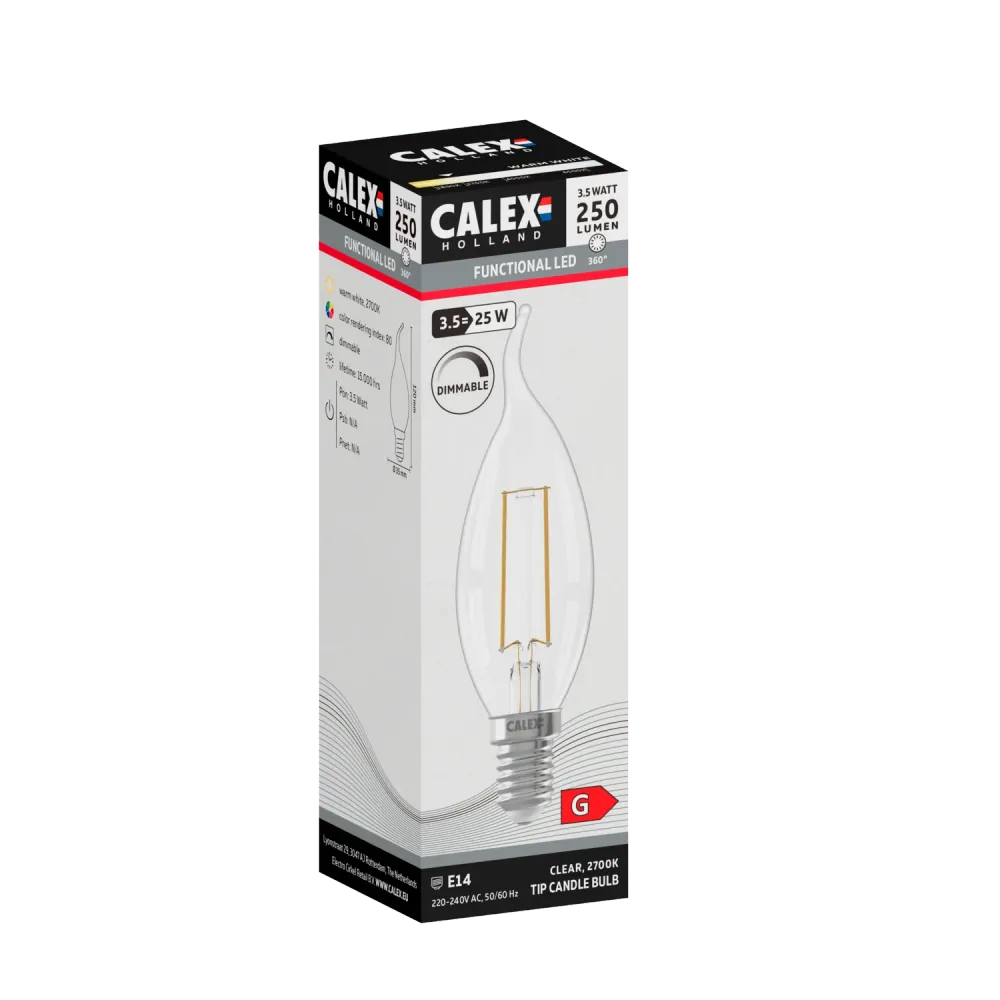 Calex Filament LED Lamp - E14 - BXS35 - Helder