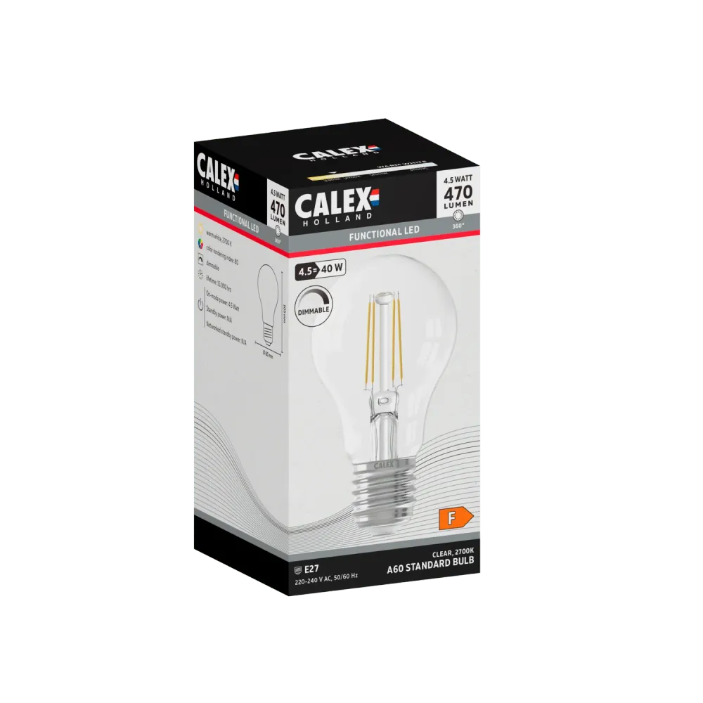 Calex Filament LED Lamp - E27 - A60 - Helder