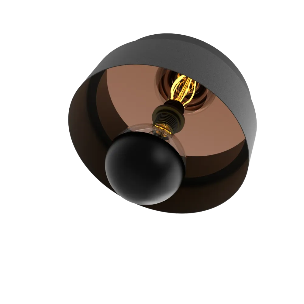 Calex Plafonniere - Spiegel - Zwart - Diameter 30cm