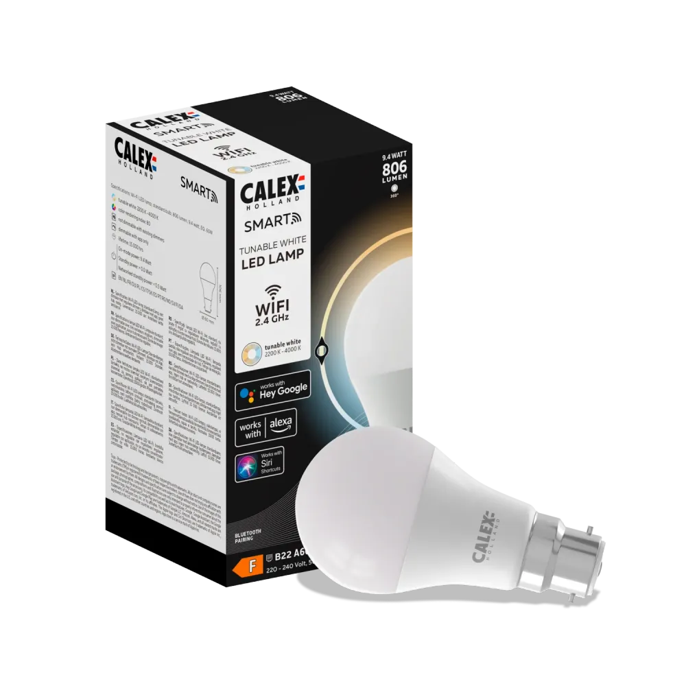 Calex Slimme LED Lamp - B22 - A60 - 9.4W - Dimbaar