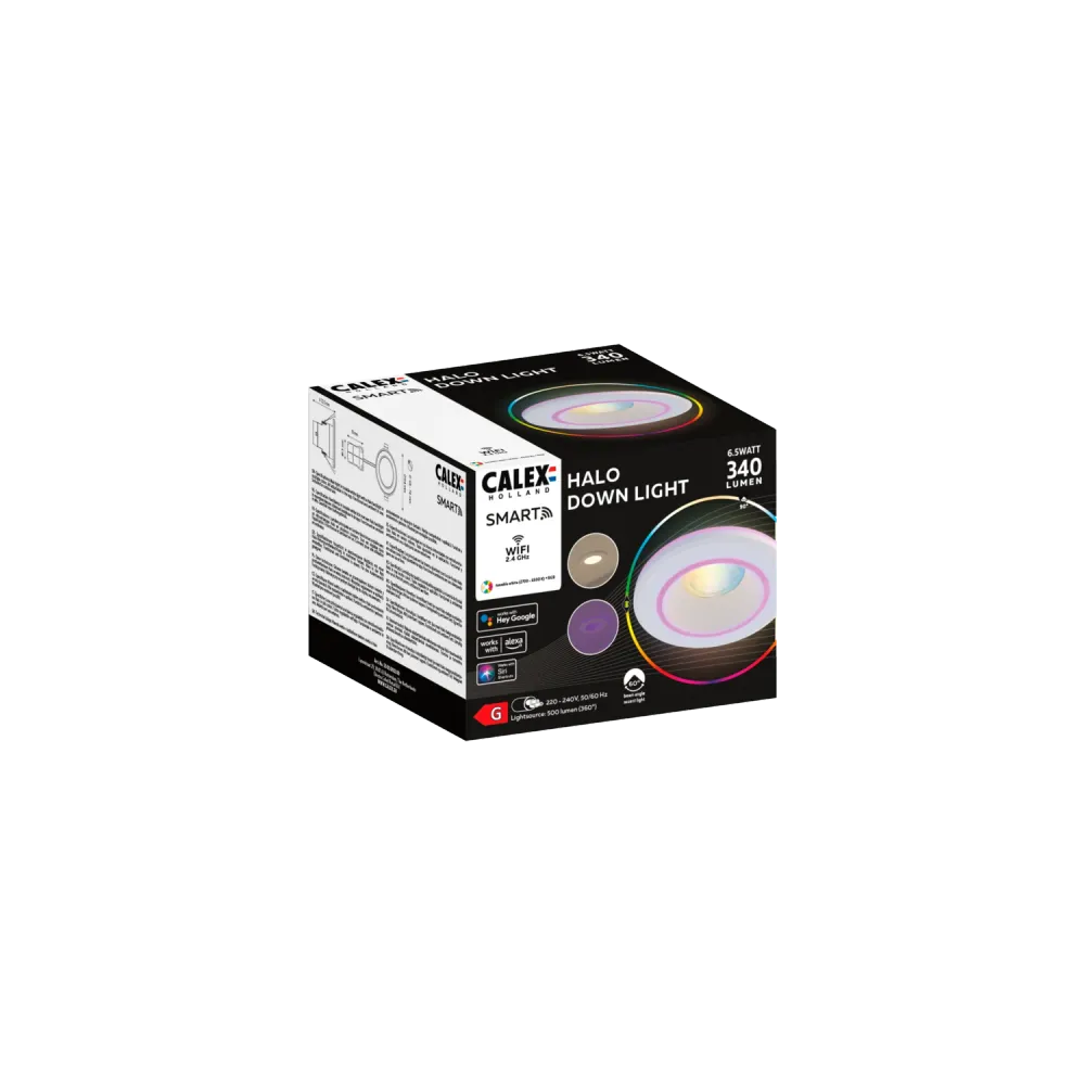 Calex Smart - Halo Downlight - Wit/Wit - 6.5W - IP44 - UK