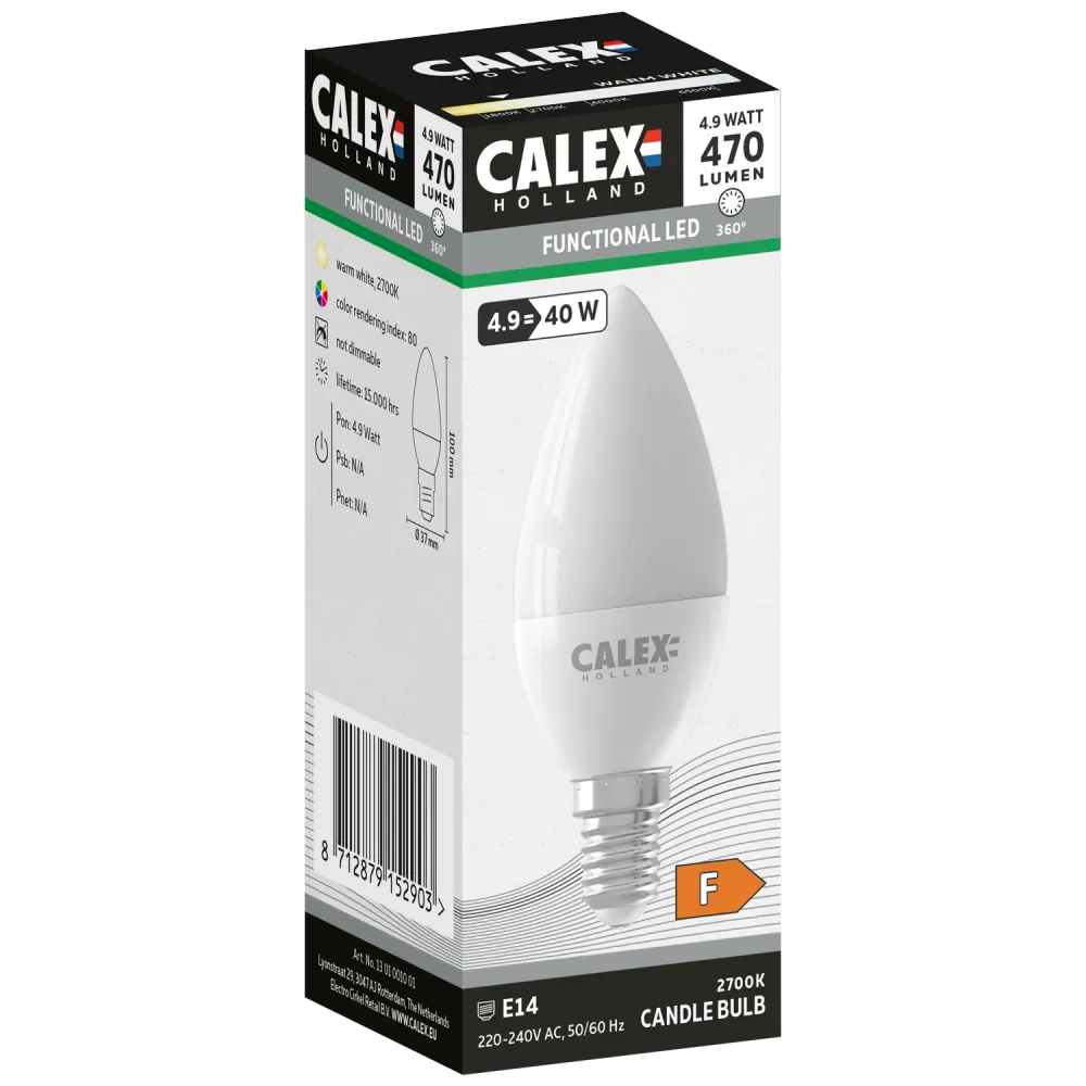 Calex SMD LED Lamp - E14 - B35 - Wit