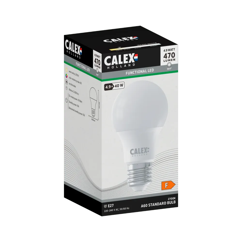 Calex SMD LED Lamp - E27 - A60 - Wit