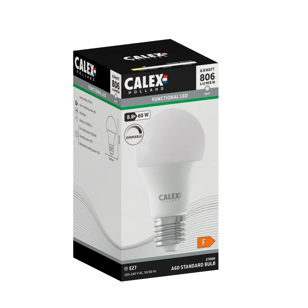 Calex SMD LED Lamp - E27 - A60 - Wit