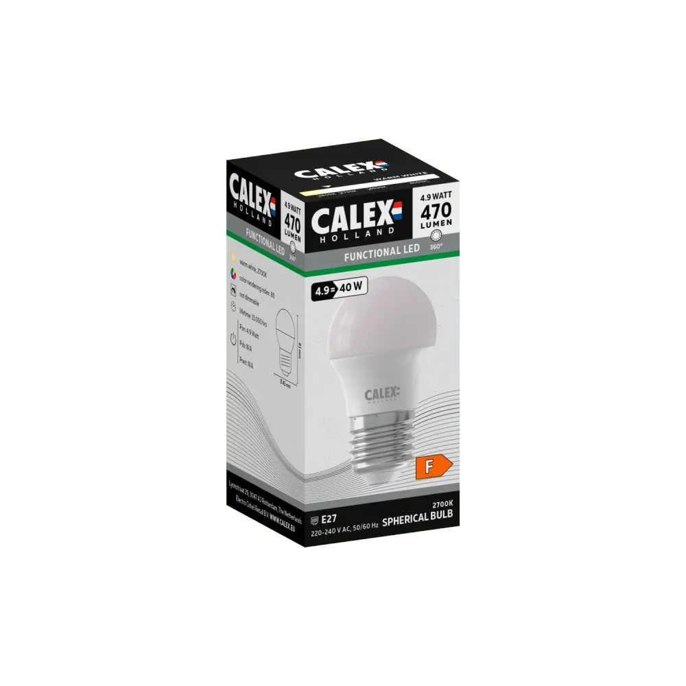 Calex SMD LED Lamp - E27 - P45 - Wit