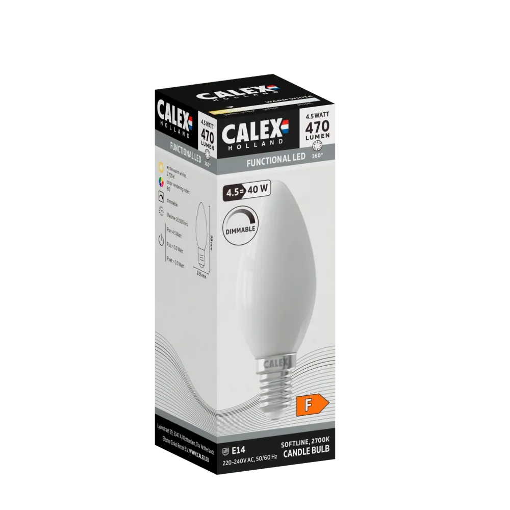Calex Softline LED Lamp - E14 - B35 - Wit