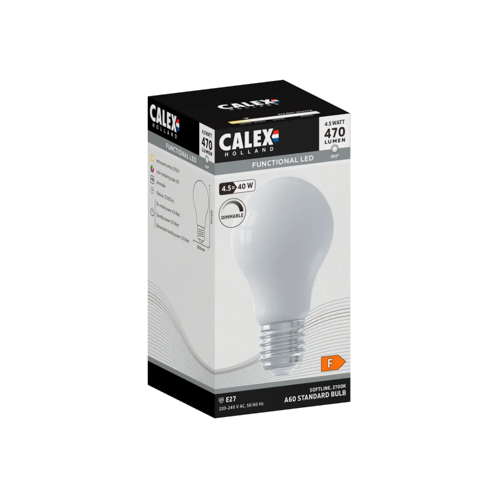 Calex Softline LED Lamp - E27 - A60 - Wit