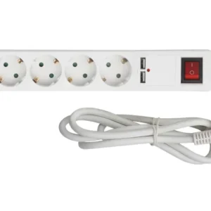 Calex Stekkerdoos - 5-voudig - USB - Schakelaar - Wit - 1.4m kabel