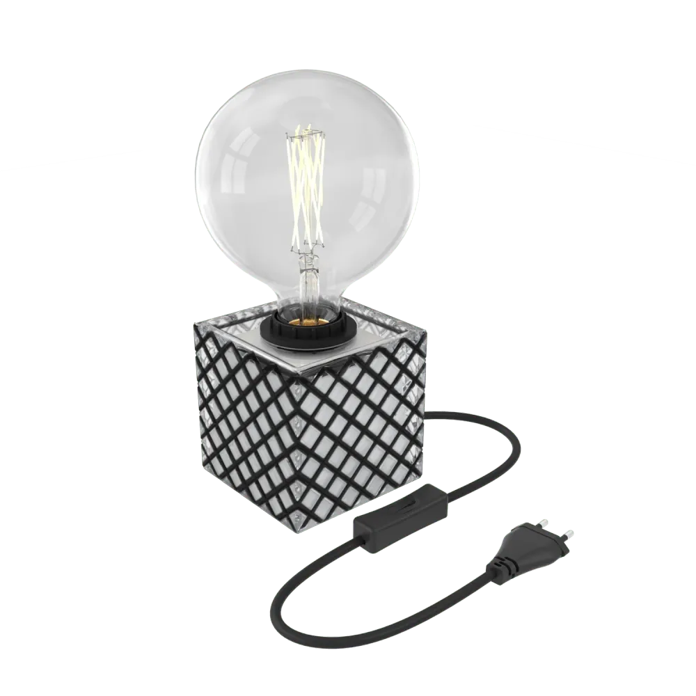 Calex TafelLamp Vierkant - E27 - Glas - Zwart/Wit