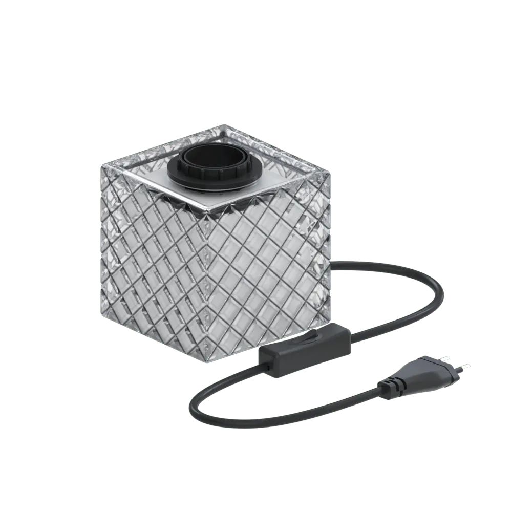 Calex TafelLamp Vierkant - E27 - Glas - Zwart/Wit