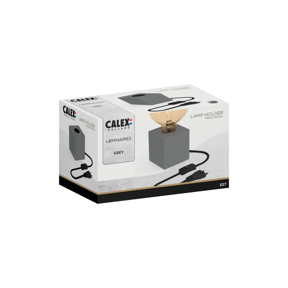 Calex TafelLamp Vierkant - E27 - Grijs - Excl. Lichtbron