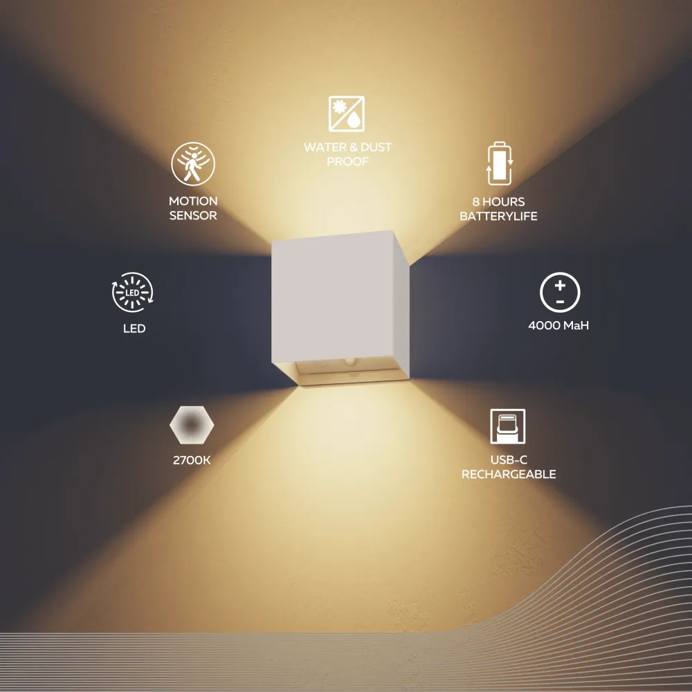 Calex Volterra Oplaadbare Wandlamp - Up & Down - Wit