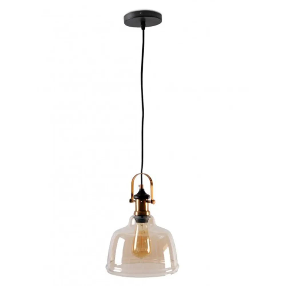 LUMINARIO COLGANTE 40W MAX E27 AMBAR Y LATON CALUX