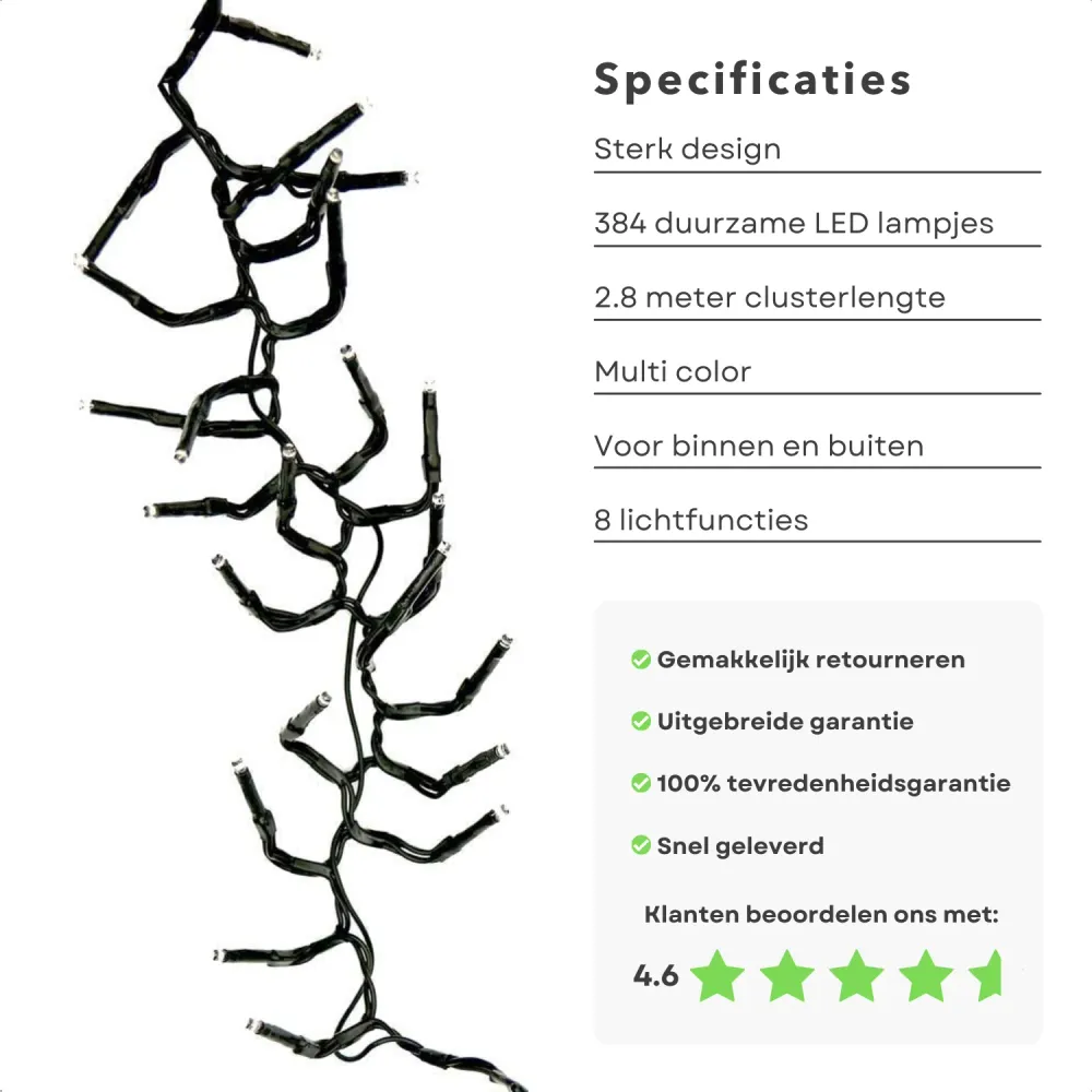Cheqo® Kerstboomverlichting - Clusterverlichting - Kerstlampjes - Led Verlichting - Kerstverlichting voor Binnen en Buiten...
