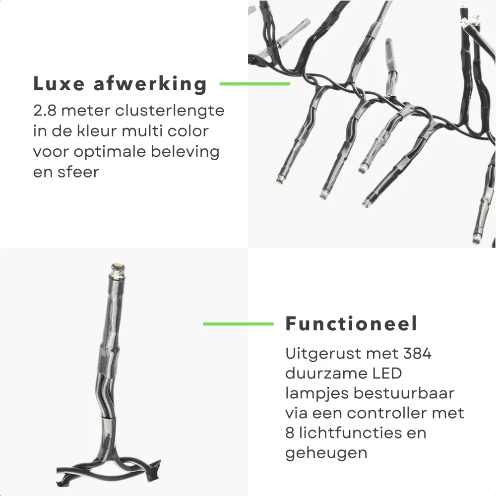 Cheqo® Kerstboomverlichting - Clusterverlichting - Kerstlampjes - Led Verlichting - Kerstverlichting voor Binnen en Buiten...