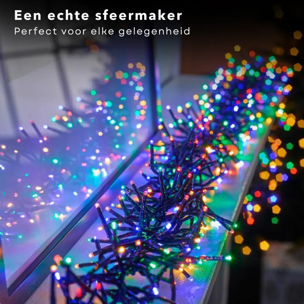 Cheqo® Kerstboomverlichting - Clusterverlichting - Kerstlampjes - Led Verlichting - Kerstverlichting voor Binnen en Buiten...