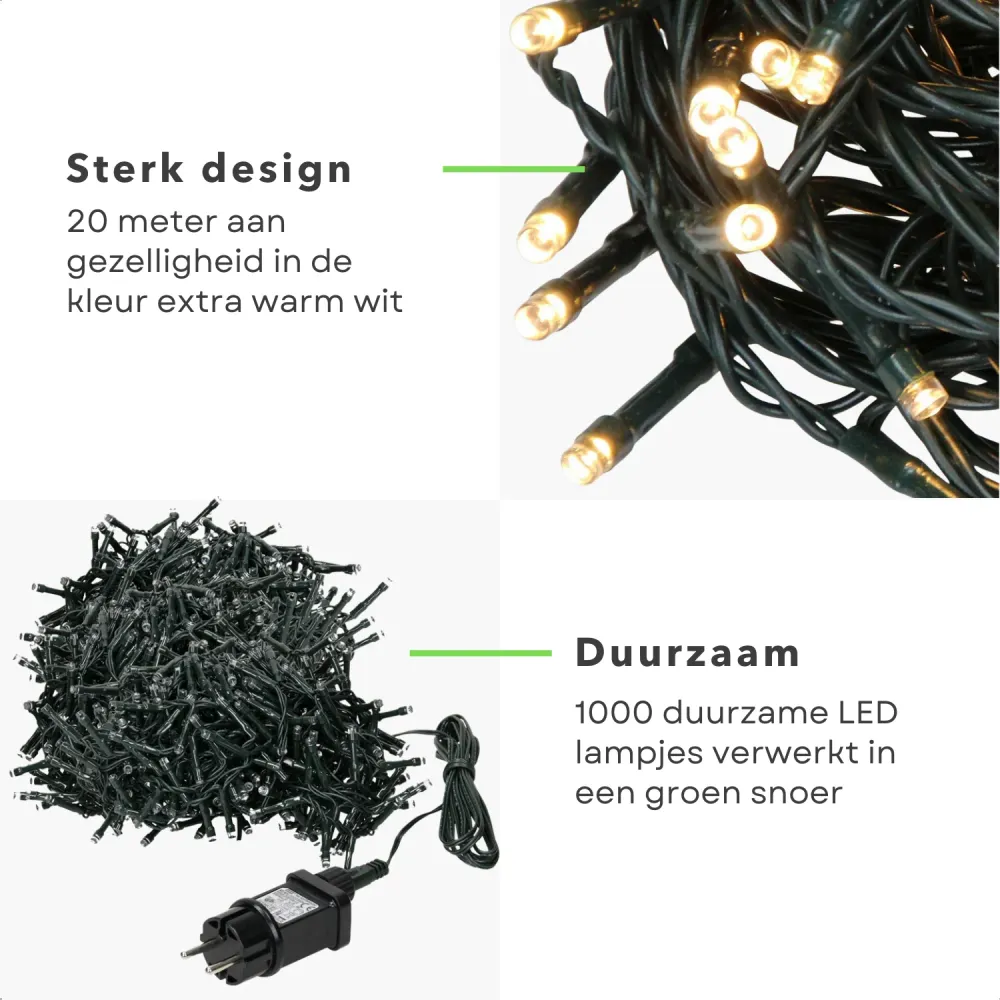 Cheqo® Kerstboomverlichting - Micro Clusterverlichting - Kerstlampjes - Led Verlichting - Kerstverlichting voor Binnen en...