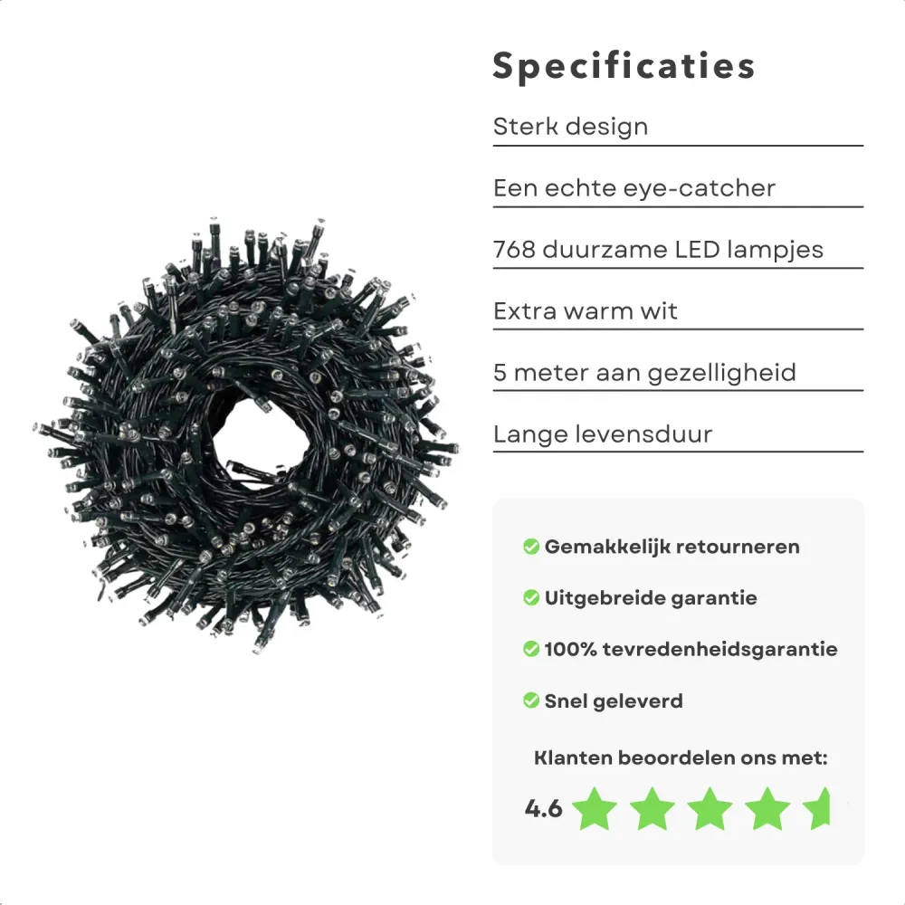 Cheqo® Koppelbare Kerstboomverlichting - Clusterverlichting - Kerstlampjes - Led Verlichting - Kerstverlichting voor Binne...