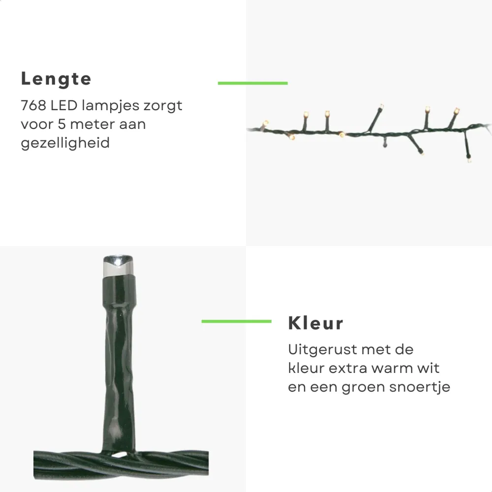 Cheqo® Koppelbare Kerstboomverlichting - Clusterverlichting - Kerstlampjes - Led Verlichting - Kerstverlichting voor Binne...