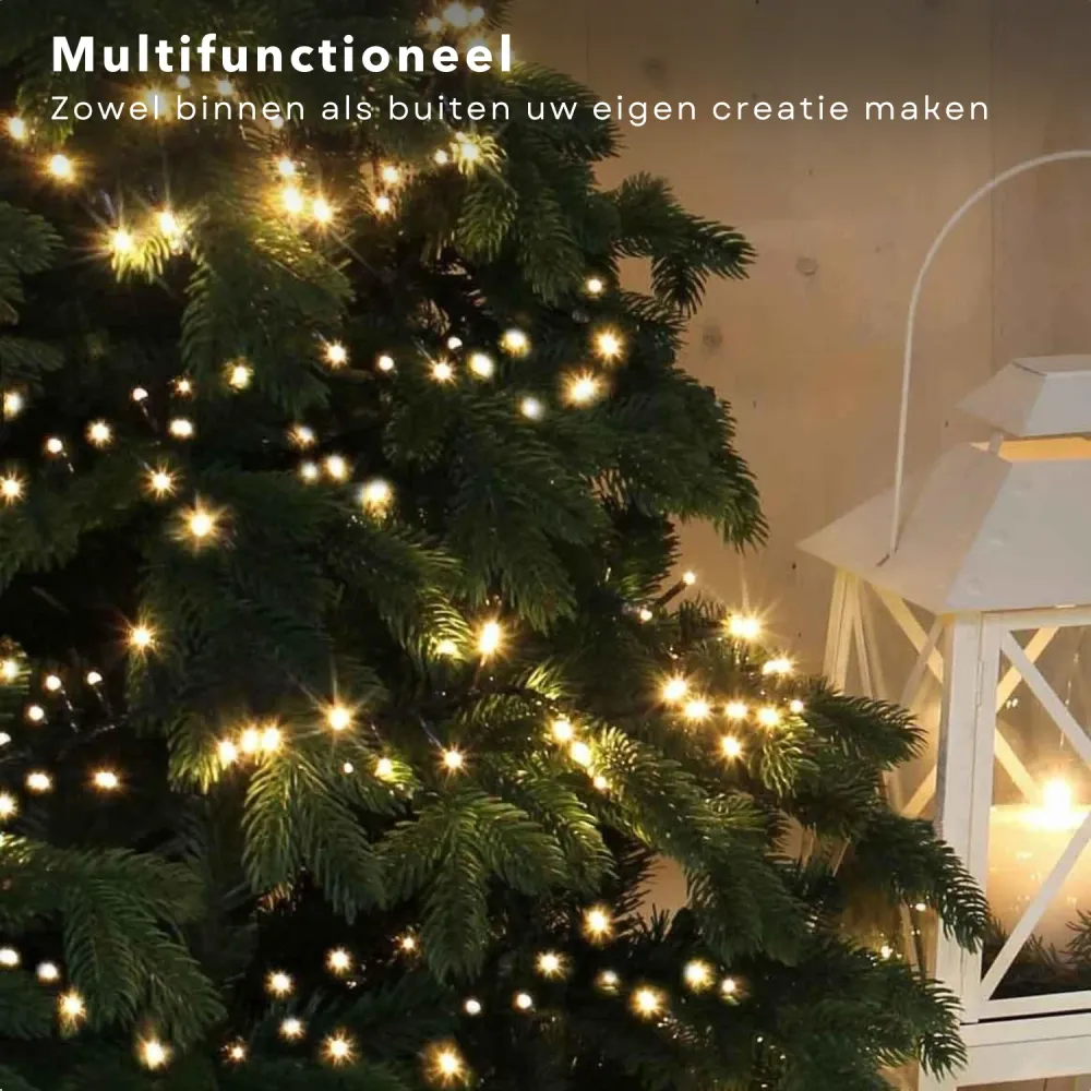 Cheqo® Koppelbare Kerstboomverlichting - Clusterverlichting - Kerstlampjes - Led Verlichting - Kerstverlichting voor Binne...