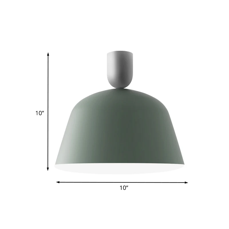 10"/12" breed 1 lichte slaapkamer semi-inbouw Macaron groene afwerking plafondlamp armatuur met kom ijzeren kap Clearhalo
