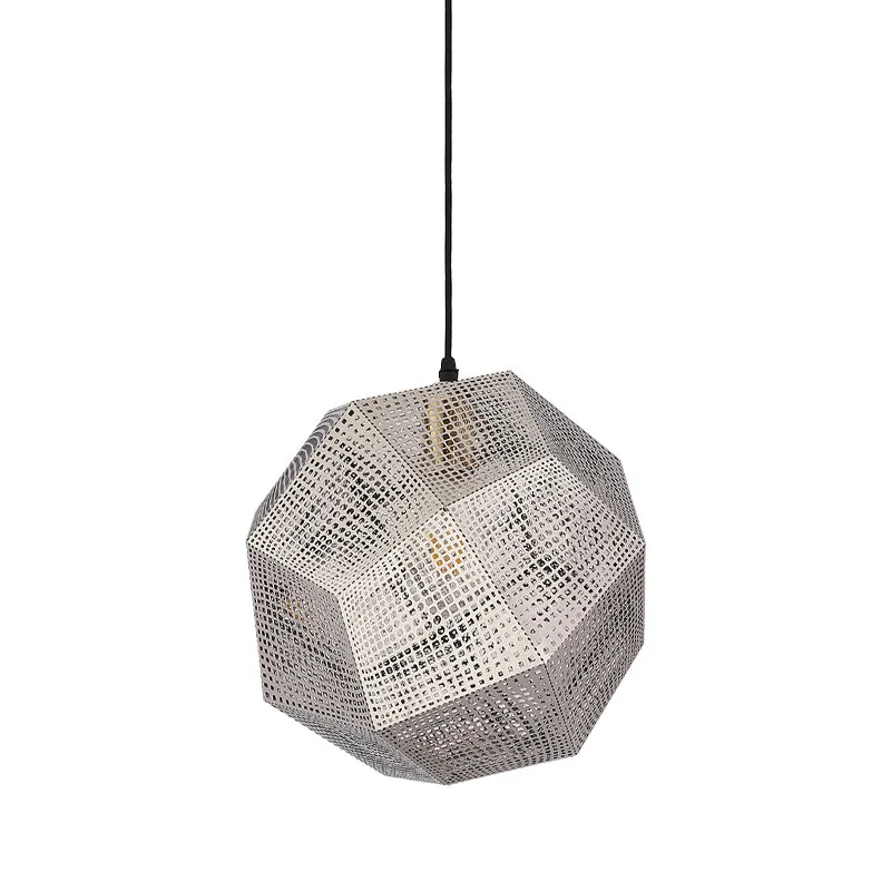 10"/12,5" W 1 Lamp Hanglamp Retro Mesh Globe RVS Pendellicht Chroom/Goud met Splice Design Clearhalo