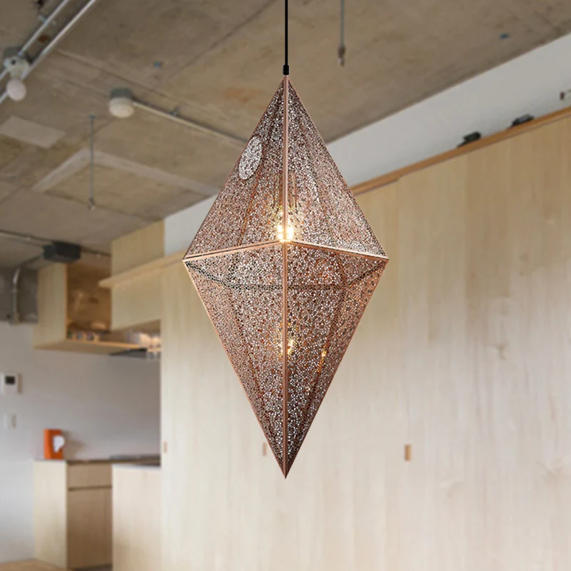 10"/14" W diamanten plafondverlichting postmodern metaal 1 licht goud/rosé goud hangende plafondlamp met gaaskooi Clearhalo