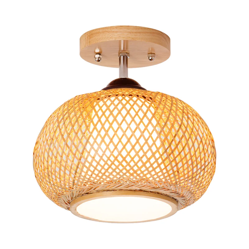 10"/14"/16" brede lantaarn semi-inbouw traditioneel bamboehout 1 lamp inbouw plafondarmatuur Clearhalo