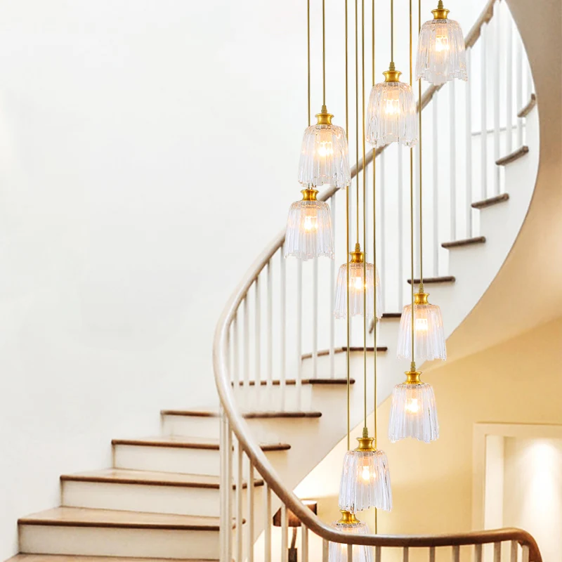 10-lichts spiraalvormige meervoudige hanglamp modernisme gouden kristallen hangende plafondlamp Clearhalo