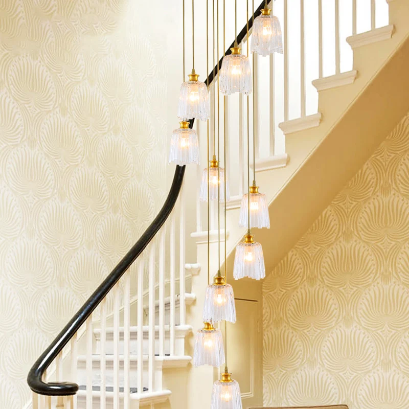 10-lichts spiraalvormige meervoudige hanglamp modernisme gouden kristallen hangende plafondlamp Clearhalo