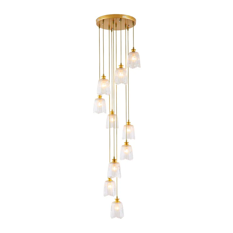 10-lichts spiraalvormige meervoudige hanglamp modernisme gouden kristallen hangende plafondlamp Clearhalo