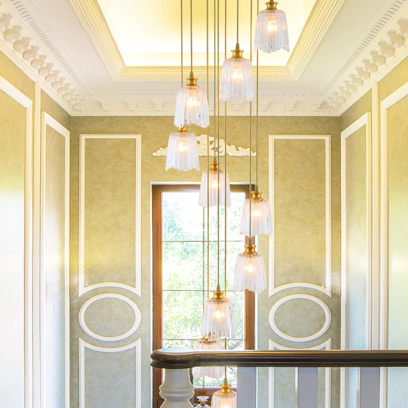 10-lichts spiraalvormige meervoudige hanglamp modernisme gouden kristallen hangende plafondlamp Clearhalo