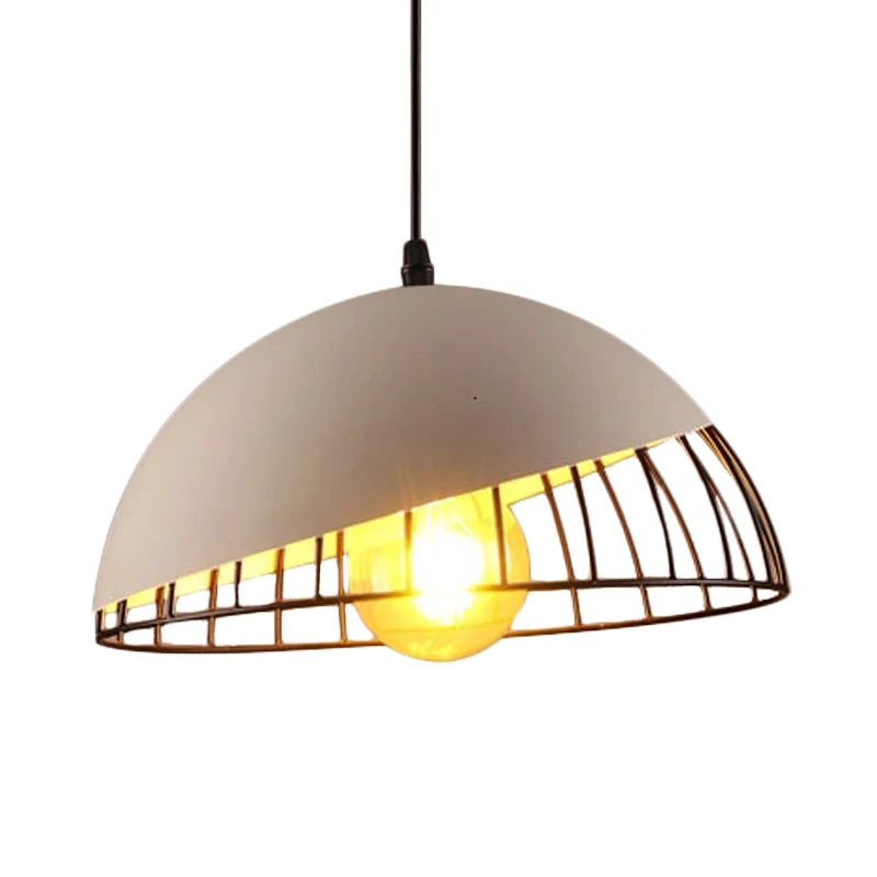 12"/14" breed 1 hoofd kom hangend licht retro stijl zwart/grijze afwerking metalen hanger verlichting voor eettafel Clearhalo