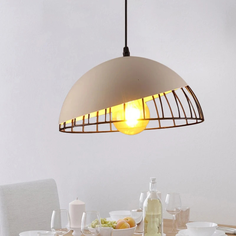 12"/14" breed 1 hoofd kom hangend licht retro stijl zwart/grijze afwerking metalen hanger verlichting voor eettafel Clearhalo