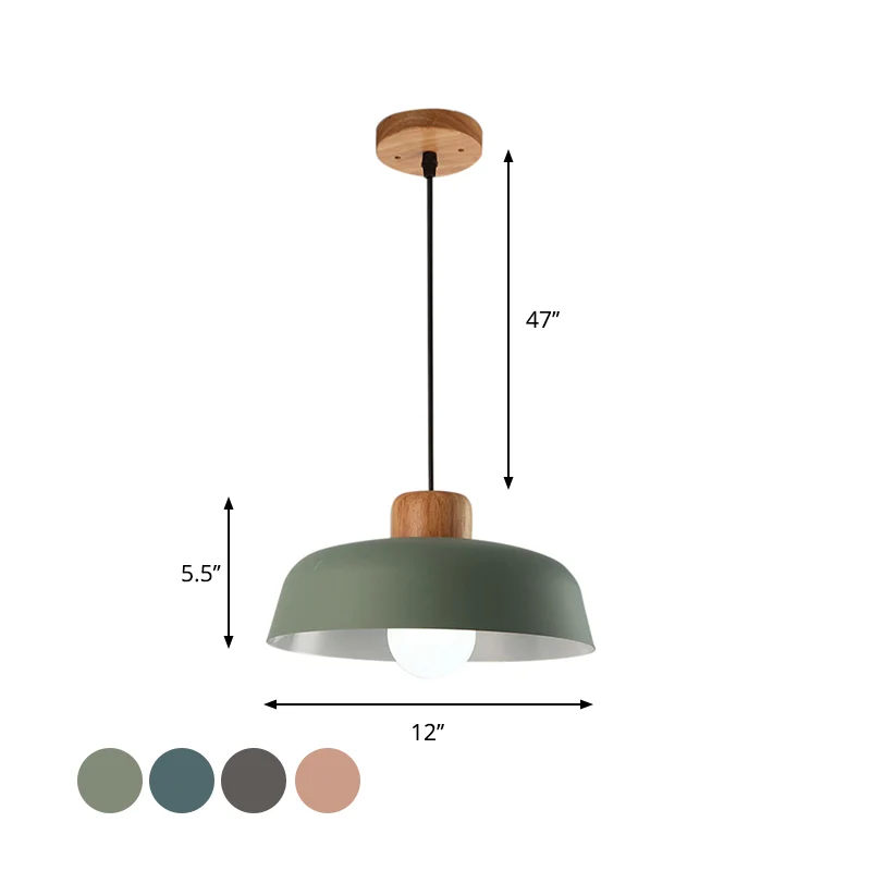 12"/15" brede komschaduw metalen hanglamp Macaron-stijl 1 lamp keukenplafond hanglamp groen/roze Clearhalo