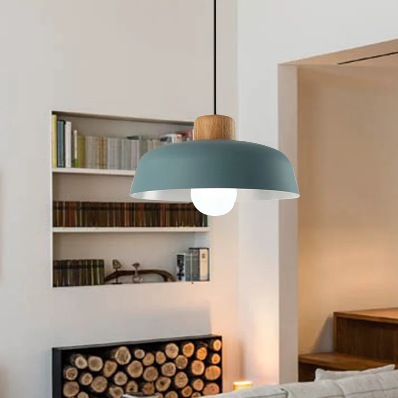 12"/15" brede komschaduw metalen hanglamp Macaron-stijl 1 lamp keukenplafond hanglamp groen/roze Clearhalo