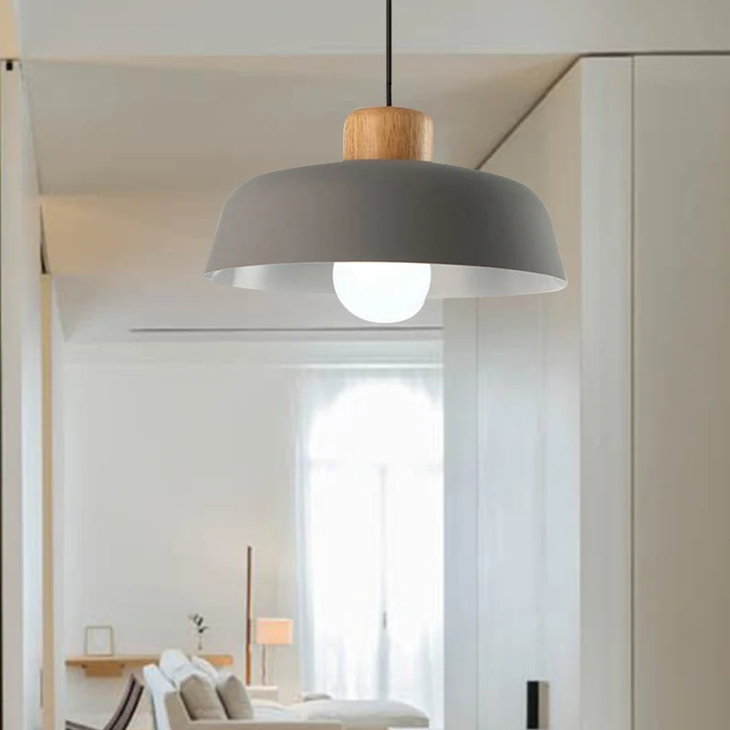 12"/15" brede komschaduw metalen hanglamp Macaron-stijl 1 lamp keukenplafond hanglamp groen/roze Clearhalo