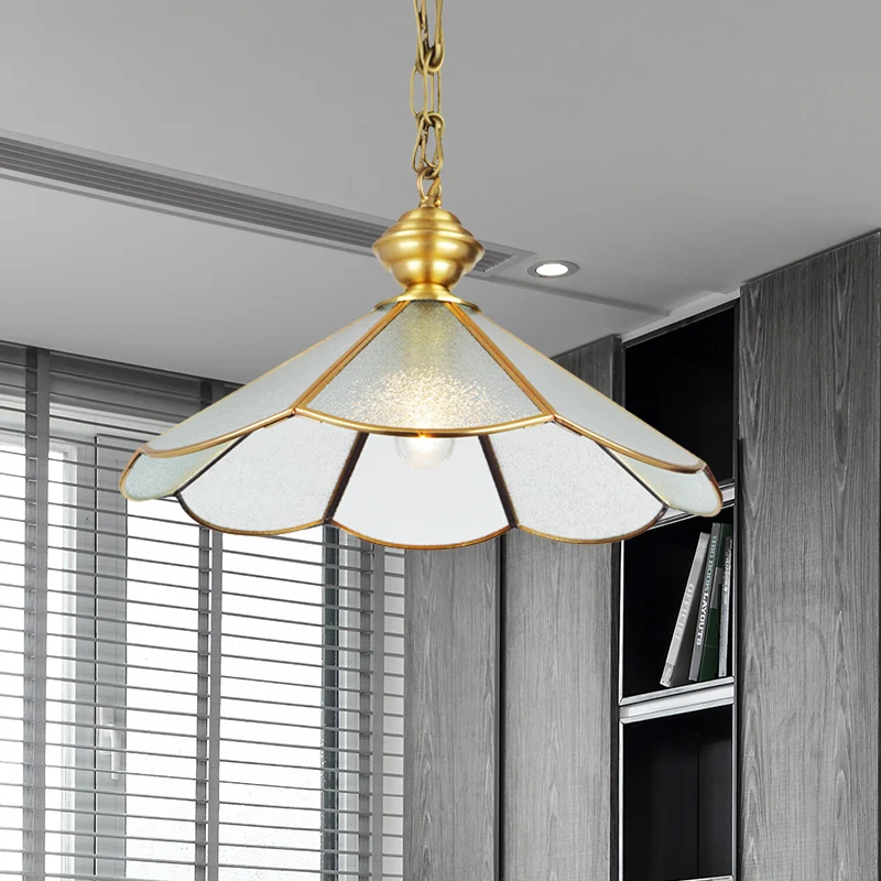 12"/16" breed 1 lamp kegel hanglamp eenvoudige stijl messing matglas hanglamp armatuur Clearhalo