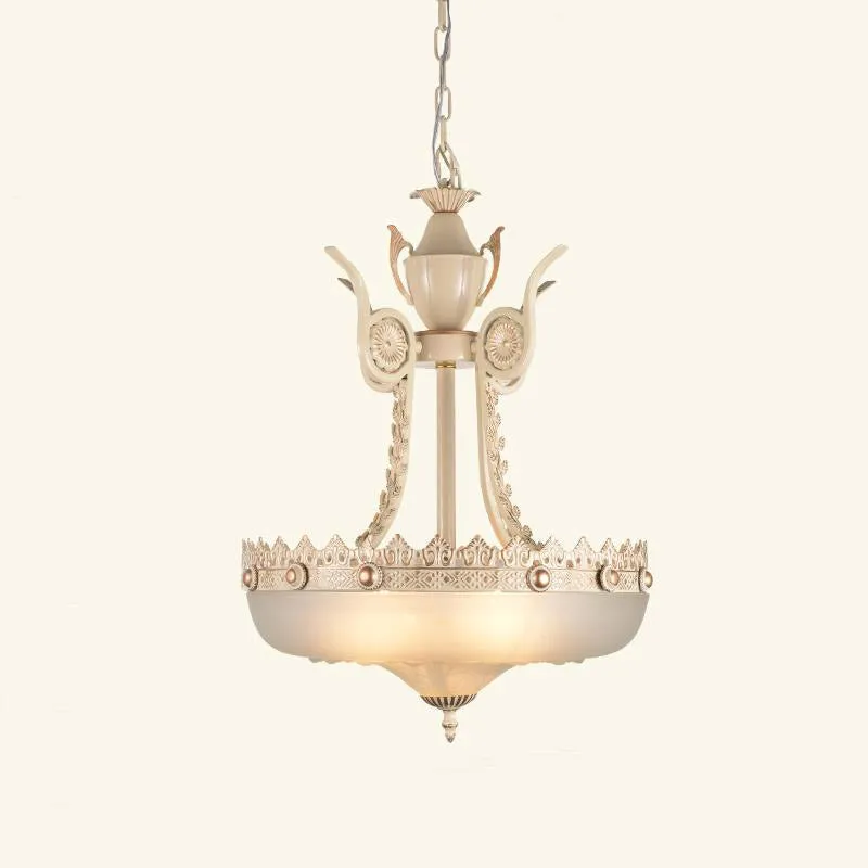 12"/16" W crèmekleurige omgekeerde kroonluchter traditionalistische 3 lampen eetkamer hangende lichtarmatuur beige / messi...