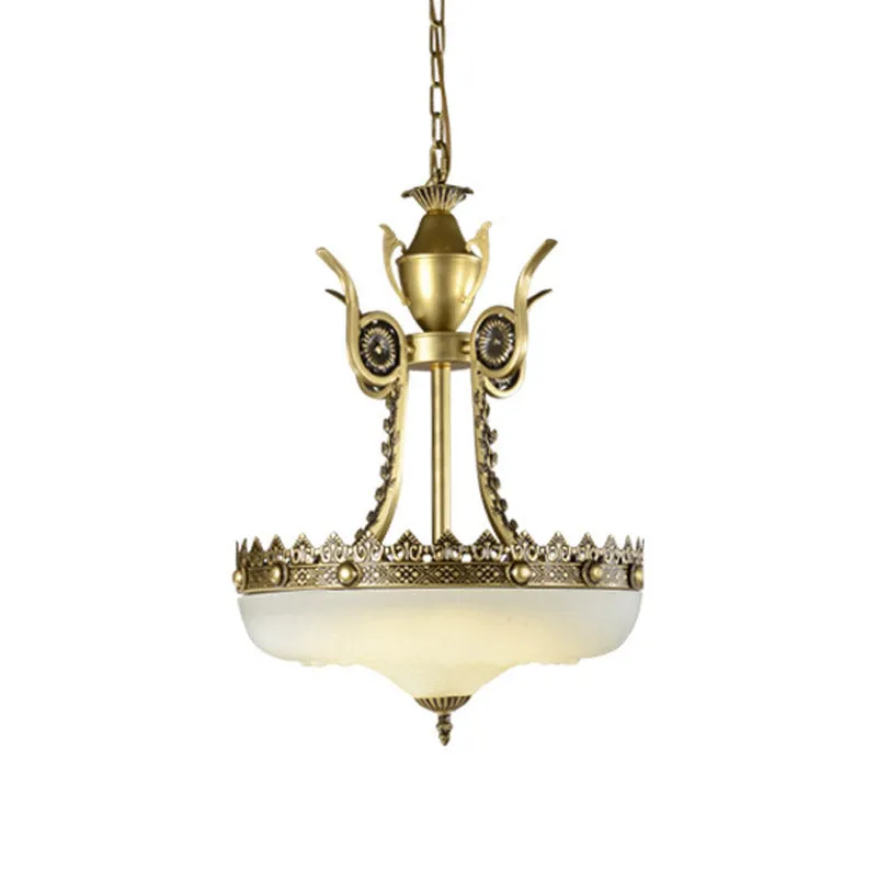 12"/16" W crèmekleurige omgekeerde kroonluchter traditionalistische 3 lampen eetkamer hangende lichtarmatuur beige / messi...