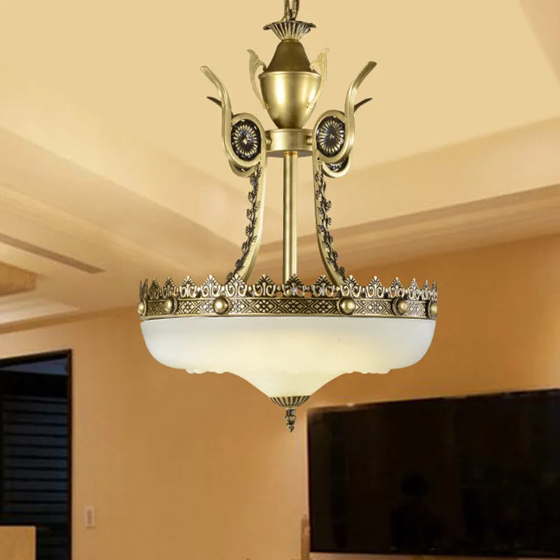 12"/16" W crèmekleurige omgekeerde kroonluchter traditionalistische 3 lampen eetkamer hangende lichtarmatuur beige / messi...